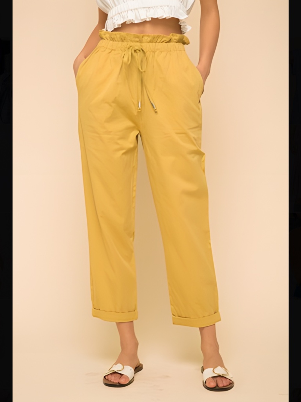 Hem & Thread High Waist Paper Bag Pants